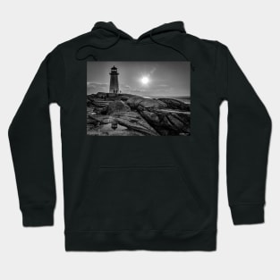 B&W of Iconic Lighthouse at Peggys Cove, Nova Scotia Hoodie